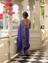 Women's Purple Viscose Organza Saree