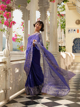 Women's Purple Viscose Organza Saree