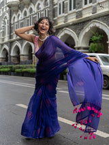 Women's Purple Mul Cotton Saree
