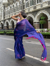 Women's Purple Mul Cotton Saree