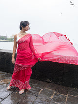 Women's Pink Mul Cotton Saree