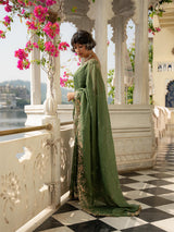 Women's Green Viscose Organza Saree