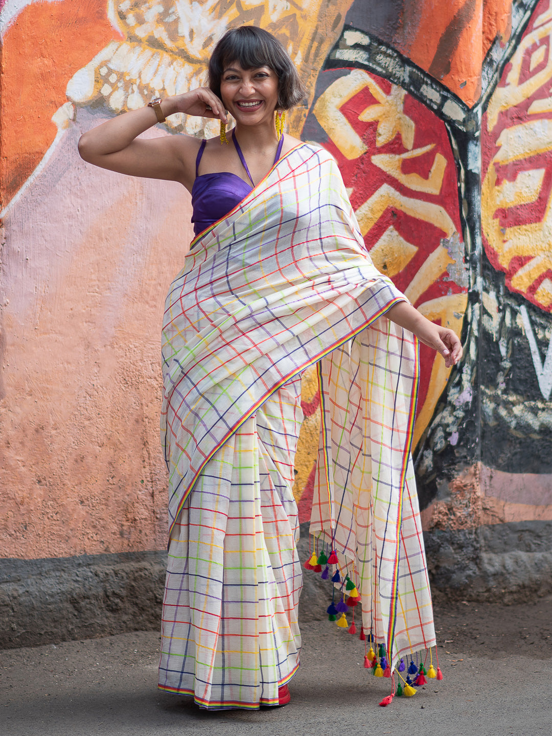 Women's Multicolor Mul Cotton Saree