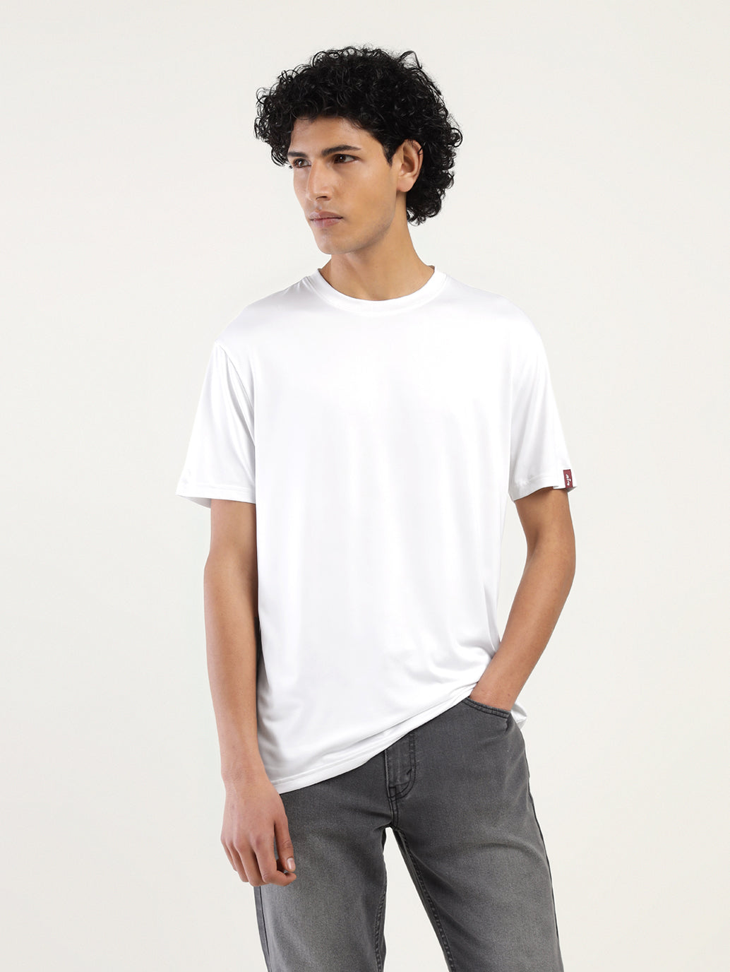 Mens Round Neck Casual White Tshirt