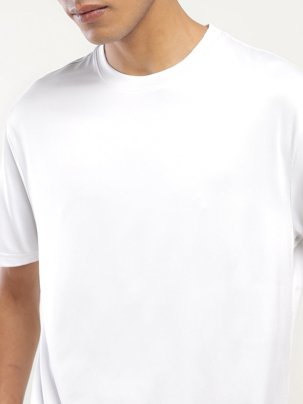 Mens Round Neck Casual White Tshirt
