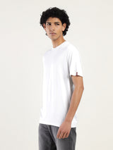Mens Round Neck Casual White Tshirt