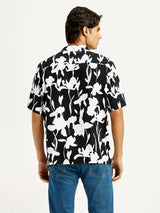 Mens Half Sleeves Black Resort Collar Regular Fit Shirt