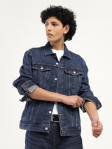 Mens Blue Casual Regular Fit Solid Full Sleeves Denim Jacket