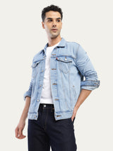 Mens Blue Casual Regular Fit Solid Full Sleeves Denim Jacket