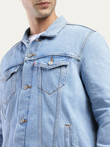 Mens Blue Casual Regular Fit Solid Full Sleeves Denim Jacket