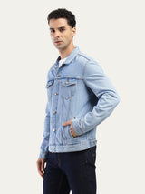 Mens Blue Casual Regular Fit Solid Full Sleeves Denim Jacket