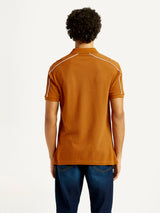 Mens Half Sleeves Brown Subtle Varsity Slim Fit Polo Tshirt