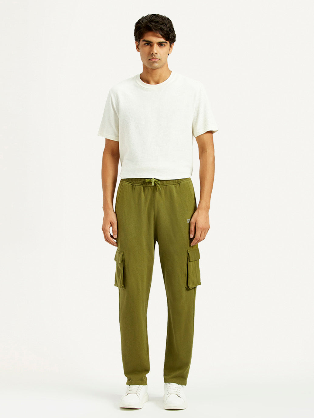 Mens Green Knit Joggers Relaxed Fit