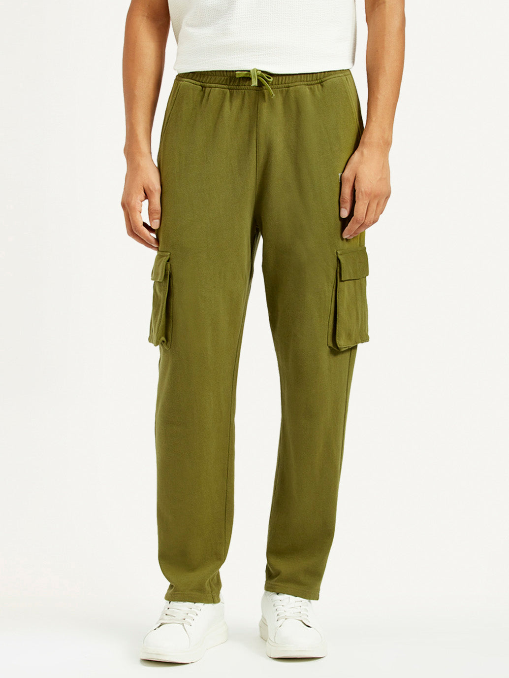 Mens Green Knit Joggers Relaxed Fit