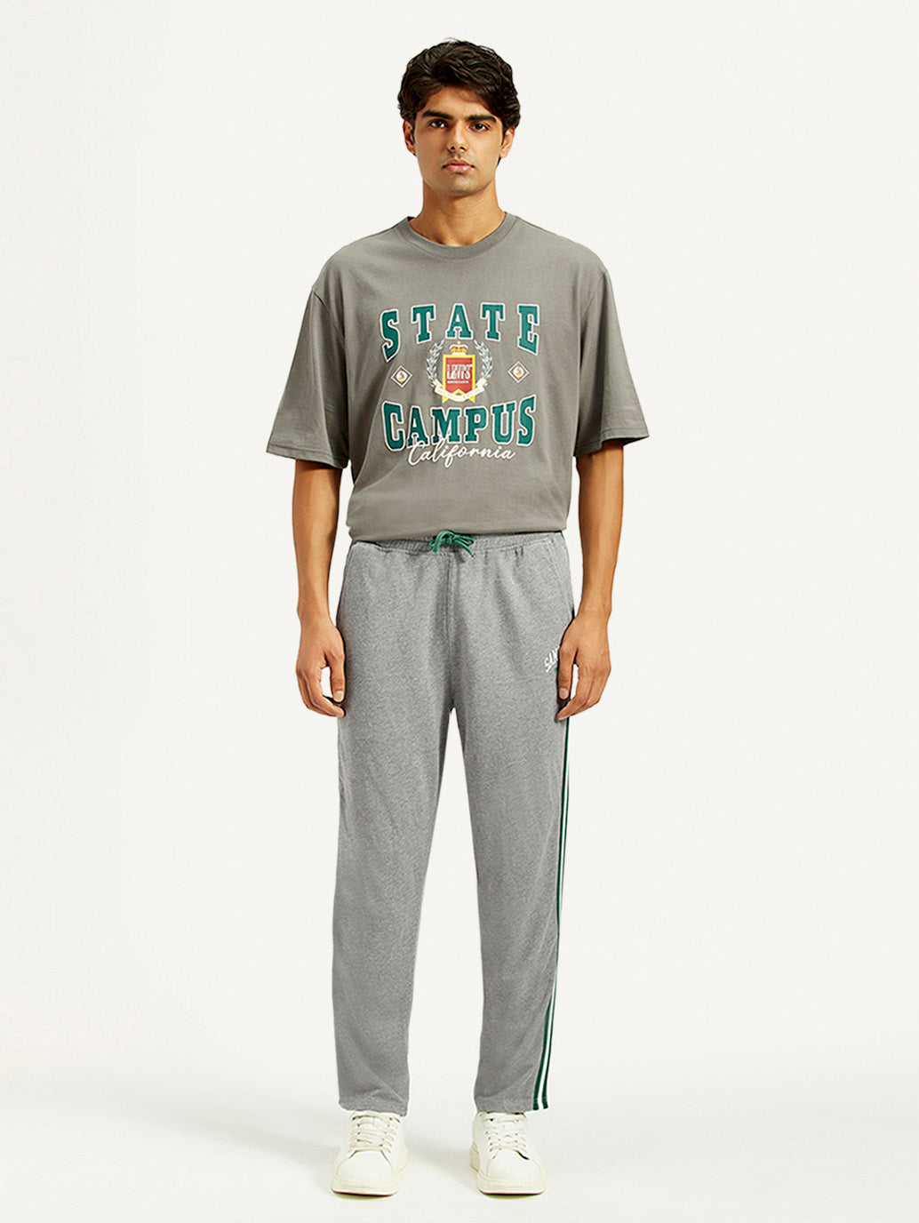 Mens Grey Knit Joggers Relaxed Fit