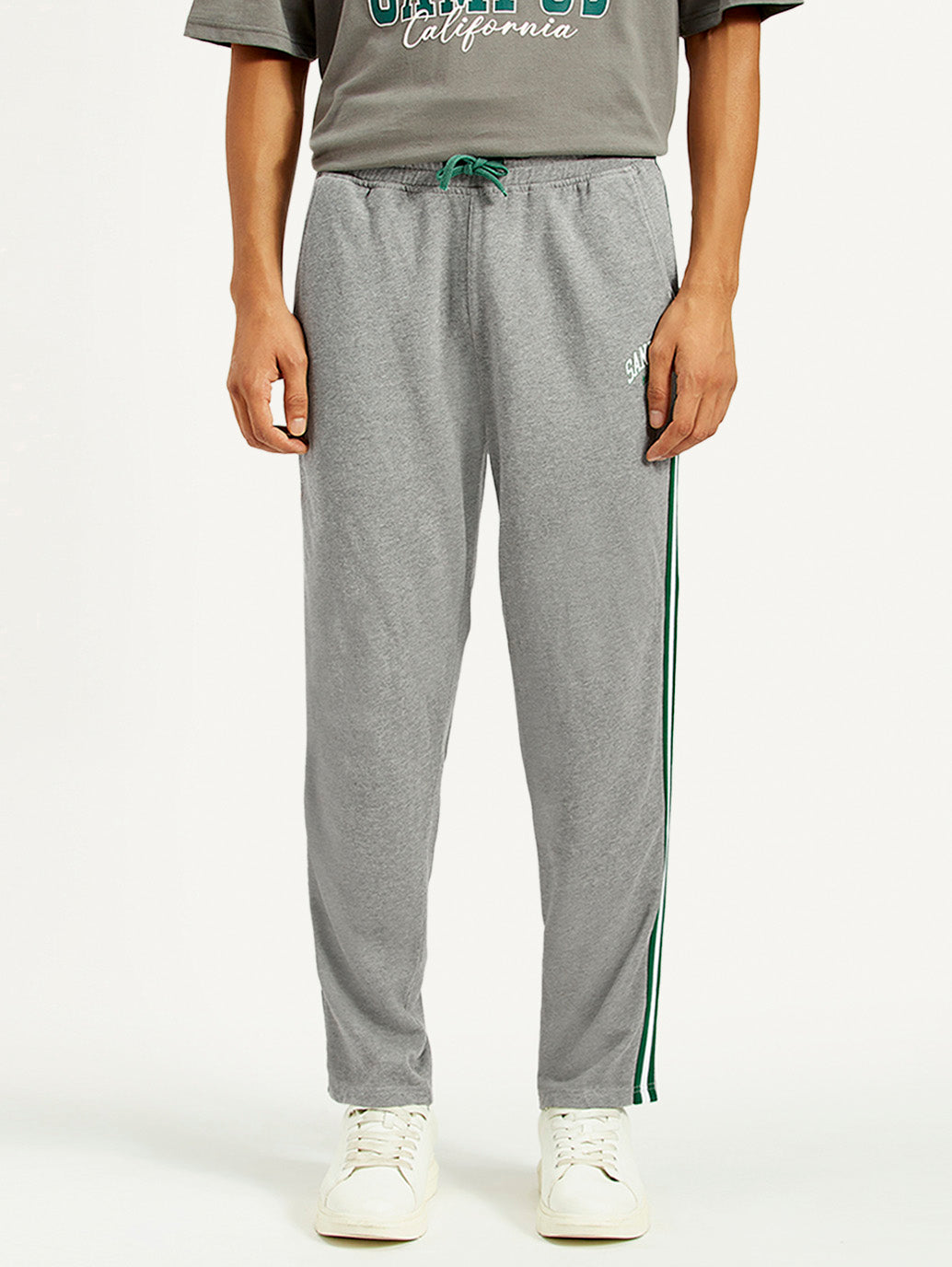Mens Grey Knit Joggers Relaxed Fit