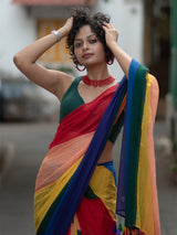 Women's Multicolor Mul Cotton Saree