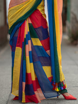 Women's Multicolor Mul Cotton Saree