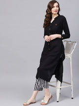 Women's Black Solid Kurta with Trouser
