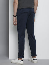 Men's Slim Fit Solid Mid Rise Stretchable Knitted Jogger Trousers