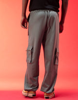Men's Grey Casual Regular Fit Solid Cargo