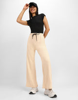 Women's Beige Casual Solid Oversized Track Pant