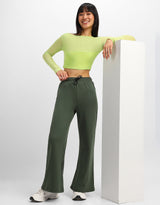 Women's Green Casual Solid Oversized Track Pant