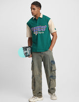 Men's Green Casual Oversized Fit Printed Half Sleeves Polo Tshirt
