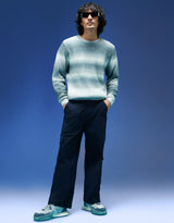 Men's Navy Casual Regular Fit Solid Cargo