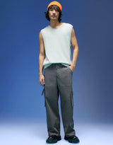 Men's Grey Casual Regular Fit Solid Cargo