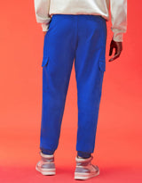 Men's Blue Casual Baggy Fit Solid Cargo
