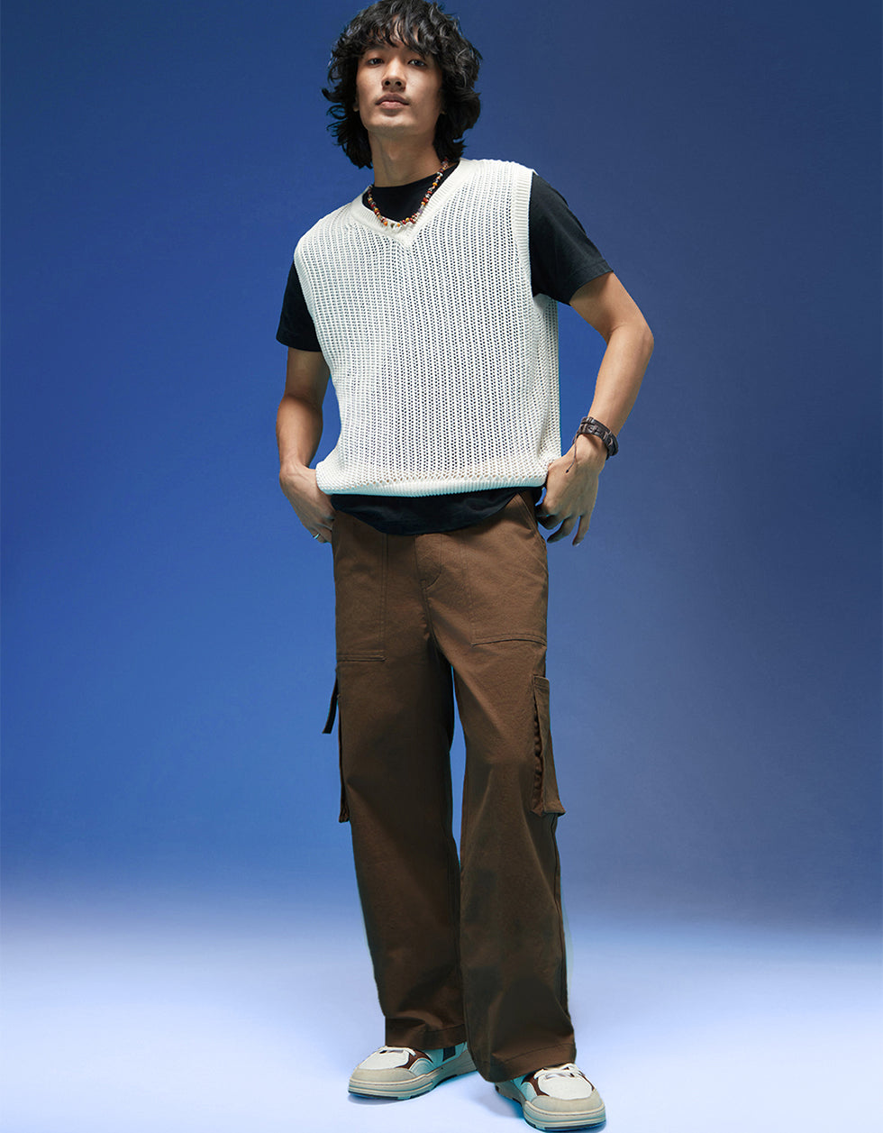 Men's Brown Casual Regular Fit Solid Cargo