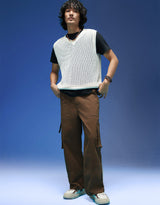 Men's Brown Casual Regular Fit Solid Cargo
