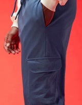 Men's Blue Casual Baggy Fit Solid Cargo