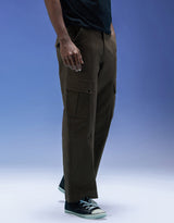 Men's Brown Casual Regular Fit Solid Cargo