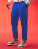 Men's Blue Casual Baggy Fit Solid Cargo