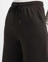 Women's Black Casual Solid Oversized Track Pant