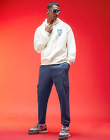Men's Blue Casual Baggy Fit Solid Cargo