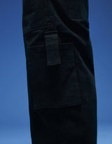 Men's Black Casual Regular Fit Solid Cargo