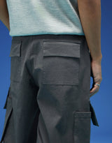 Men's Grey Casual Regular Fit Solid Cargo