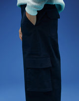 Men's Navy Casual Regular Fit Solid Cargo