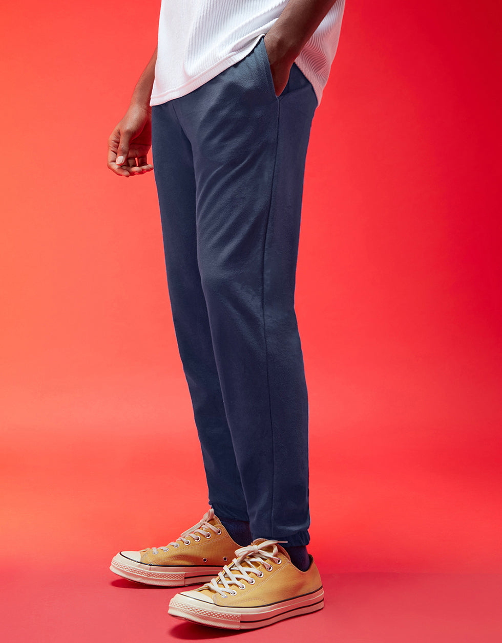 Men's Navy Casual Baggy Fit Solid Jogger