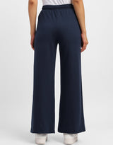 Women's Navy Casual Solid Oversized Track Pant