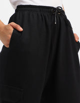 Women's Black Casual Solid Wide Leg Jogger