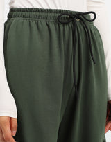 Women's Green Casual Solid Wide Leg Jogger