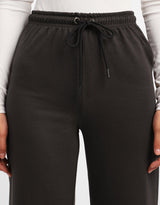 Women's Black Casual Solid Oversized Track Pant