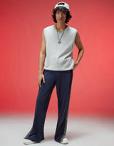 Men's Navy Casual Regular Fit Solid Cargo