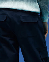 Men's Navy Casual Regular Fit Solid Cargo