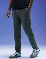 Men's Grey Casual Baggy Fit Solid Cargo