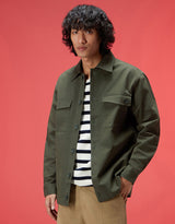 Men's Green Casual Regular Fit Solid Full Sleeves Shacket